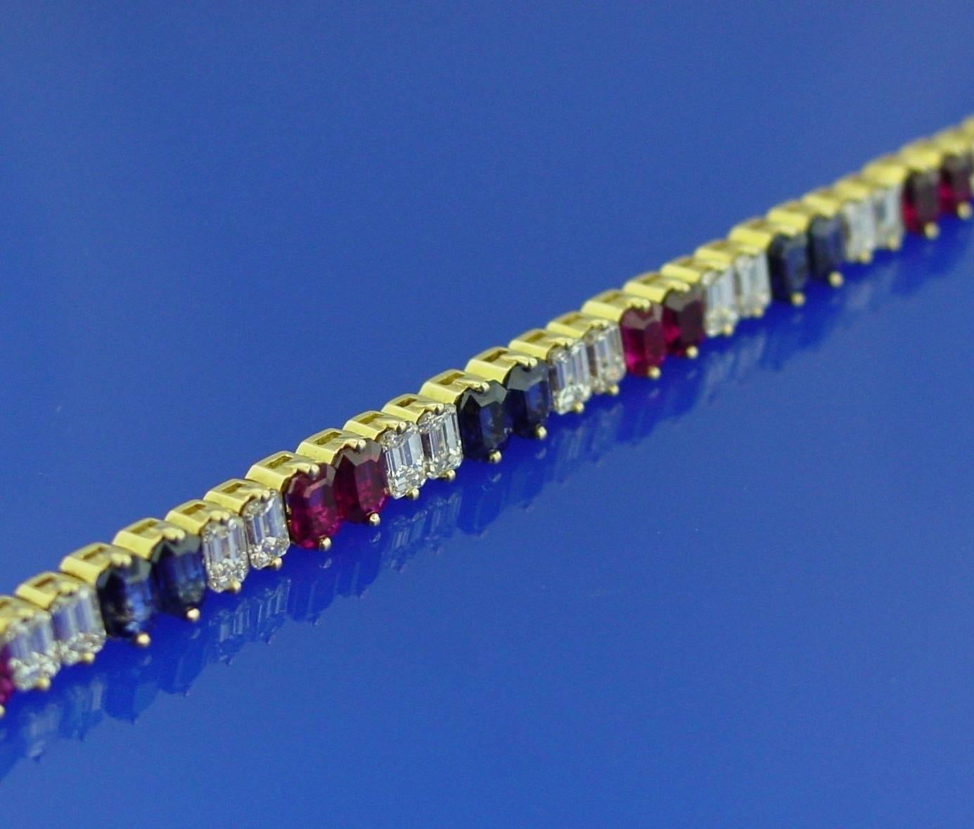 Women's Ruby Diamond and Sapphire Bracelet For Sale