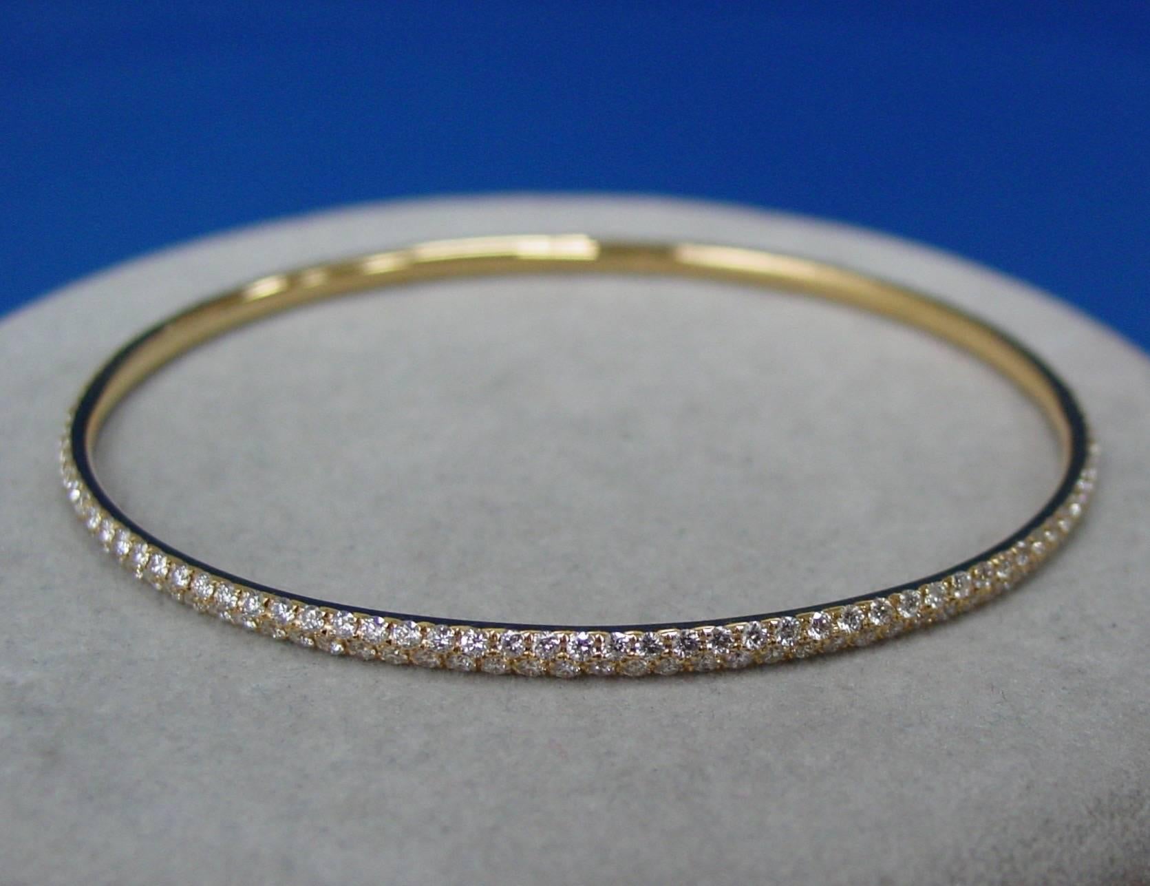 Pave Diamond Gold Bangle Bracelet For Sale 1