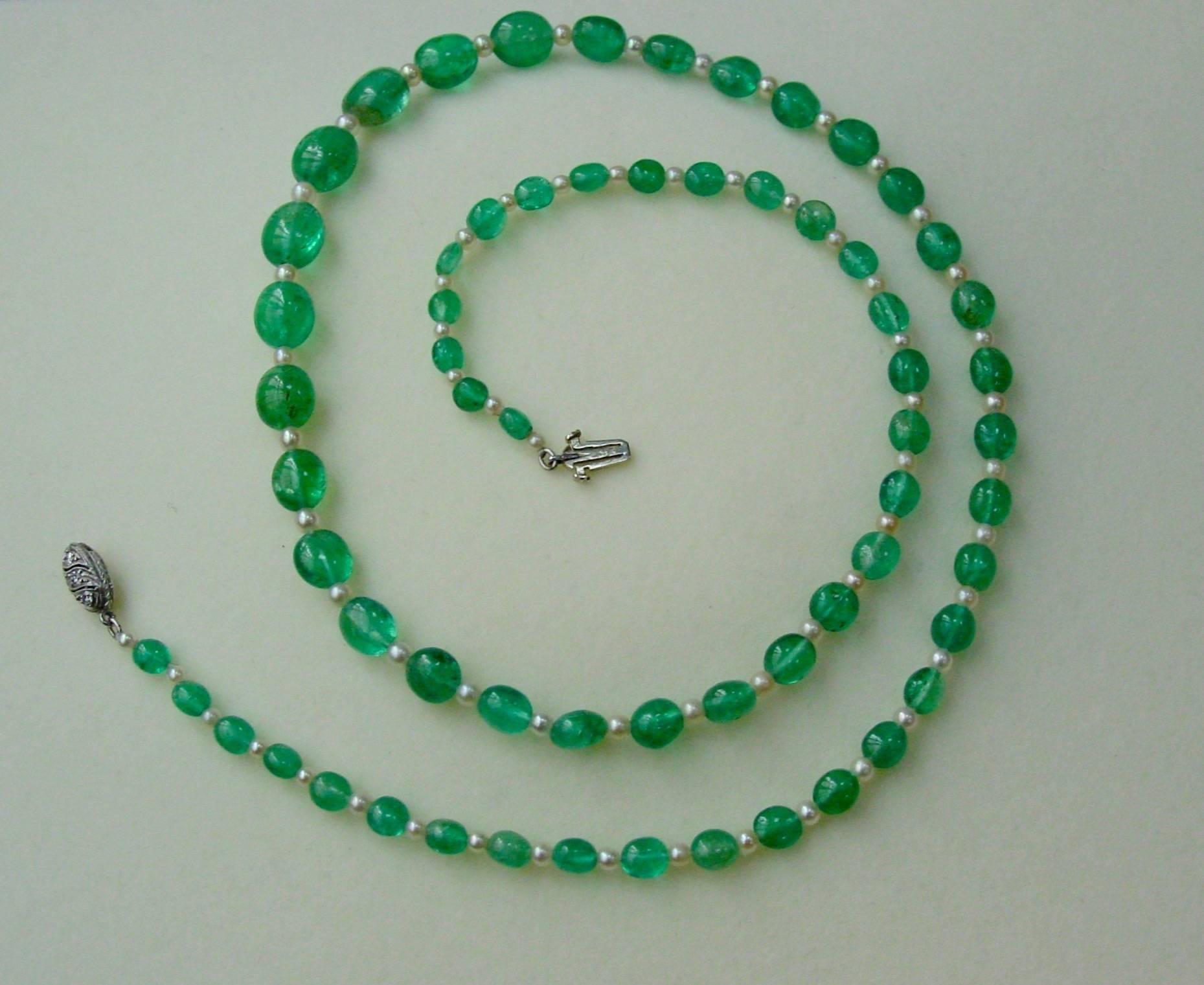 J.E. Caldwell Pearl Emerald Bead Necklace For Sale 2