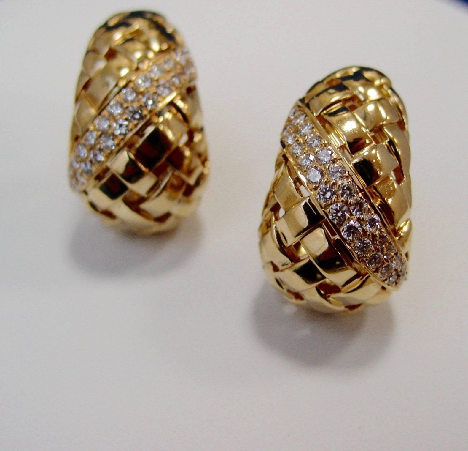 Tiffany & Co. Gold and Diamond Earrings In Excellent Condition For Sale In Beverly Hills, CA