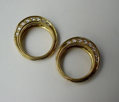 Pair of Ruby Sapphire Diamond Gold Rings