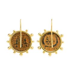 Dubini Constantine Roman Ancient Bronze Coin Gold Earrings