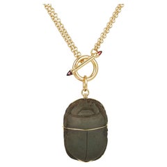 Collar Dubini Corazón Escarabajo Medallón Antiguo Egipto Oro Amarillo 18 Kilates