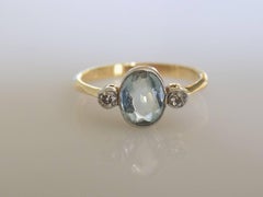 Edwardian Gold Aquamarine Diamond Ring