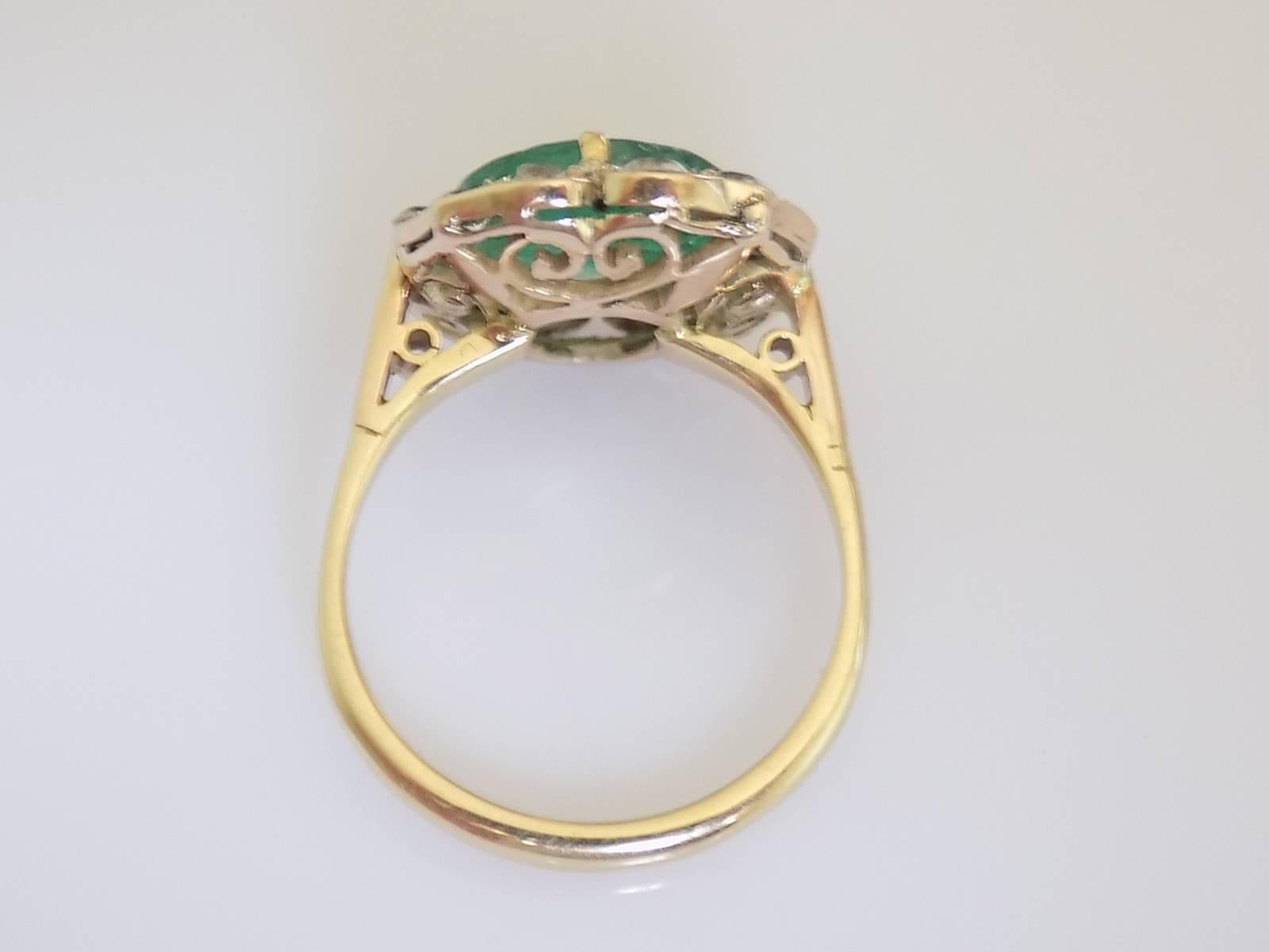 Victorian 3.00 Carat Emerald Gold Cluster Flower Ring 2
