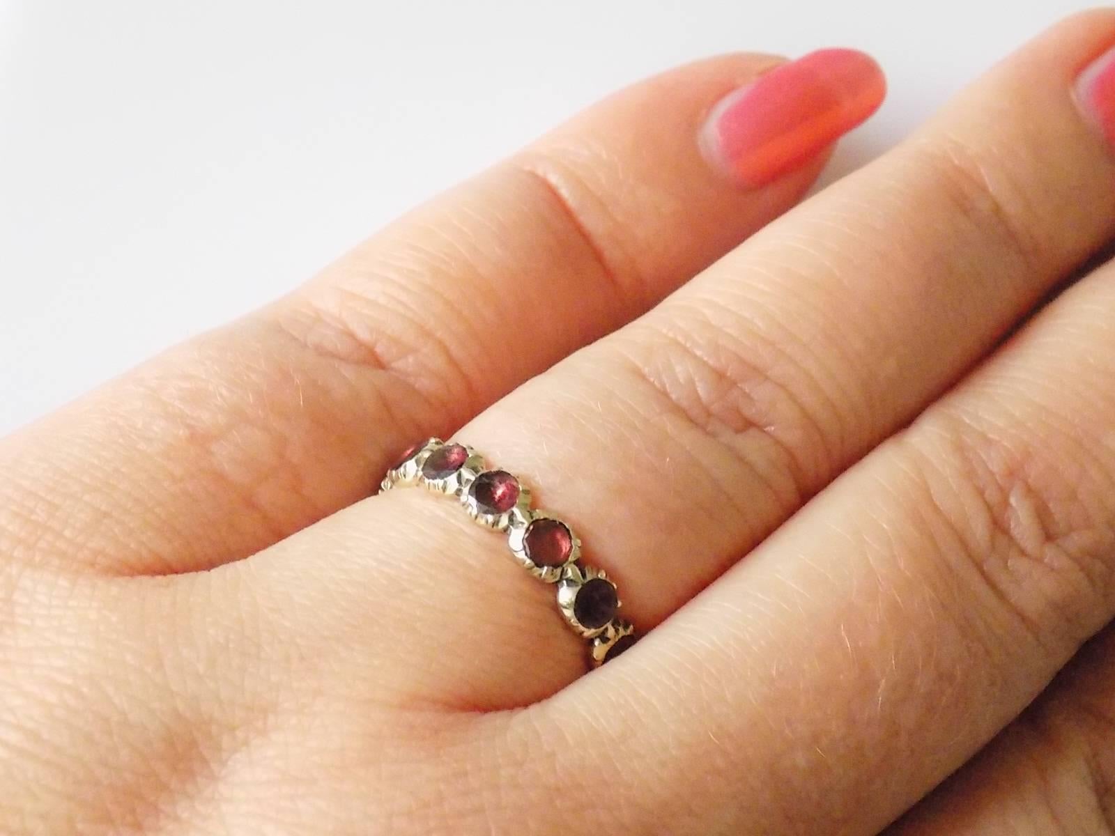 flat cut garnet ring