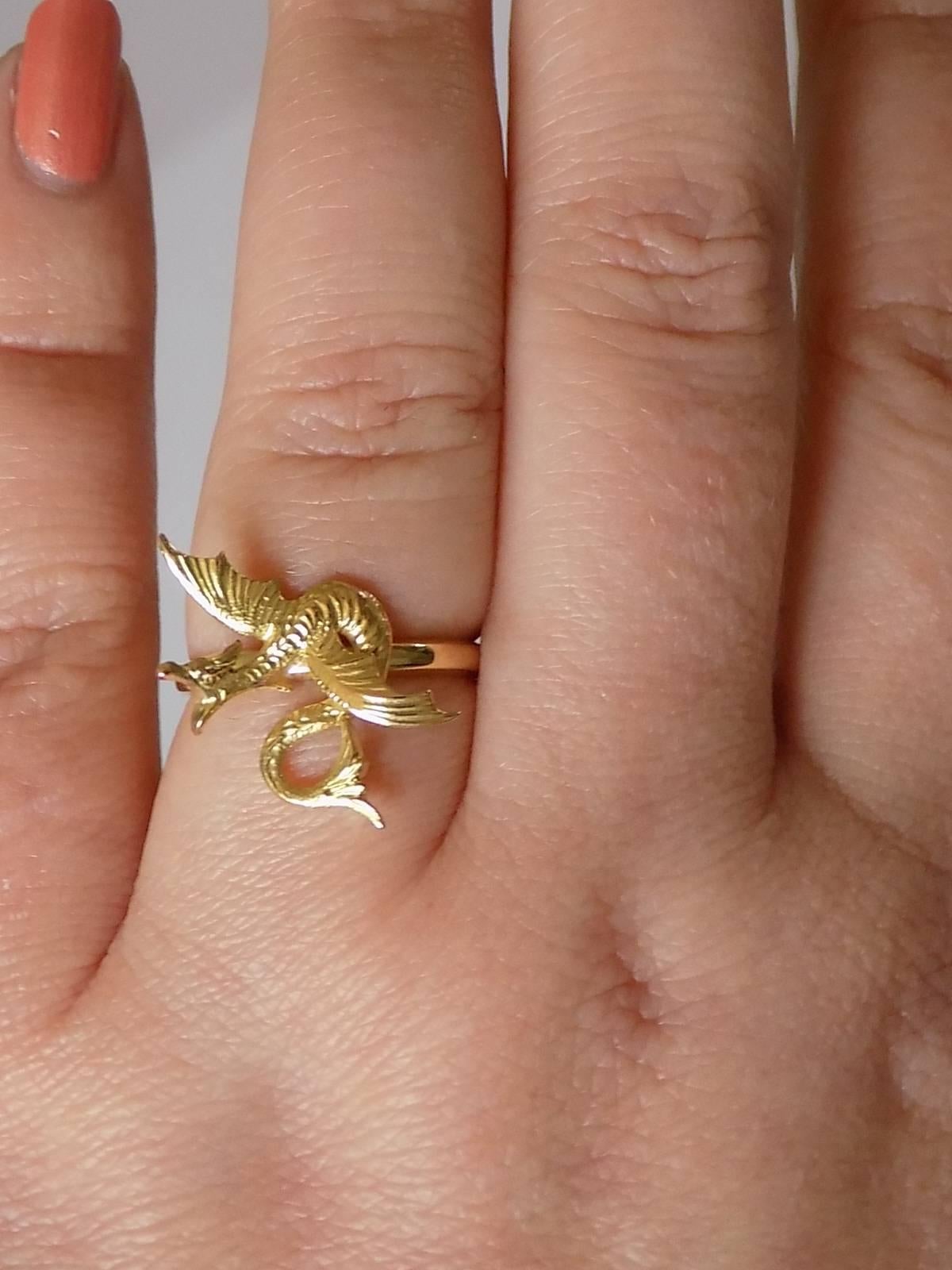 Antique Gold Flying Dragon Ring 1