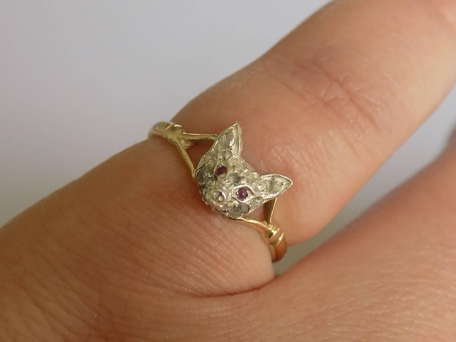 Men's Victorian Diamond Fox head Gold ring