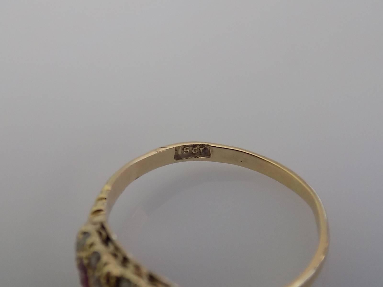 Women's Victorian Gold Ruby Sapphire Diamond Double Heart Ring