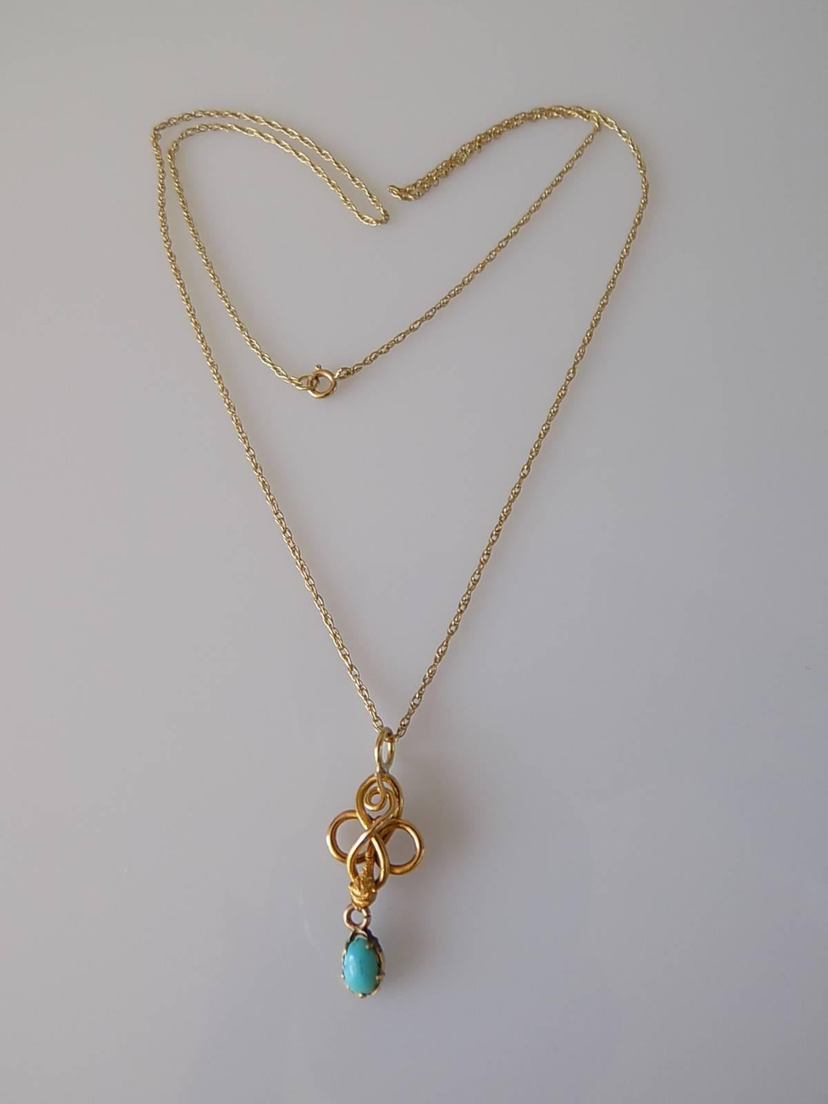 Women's Victorian Gold Turquoise Snake Pendant Necklace