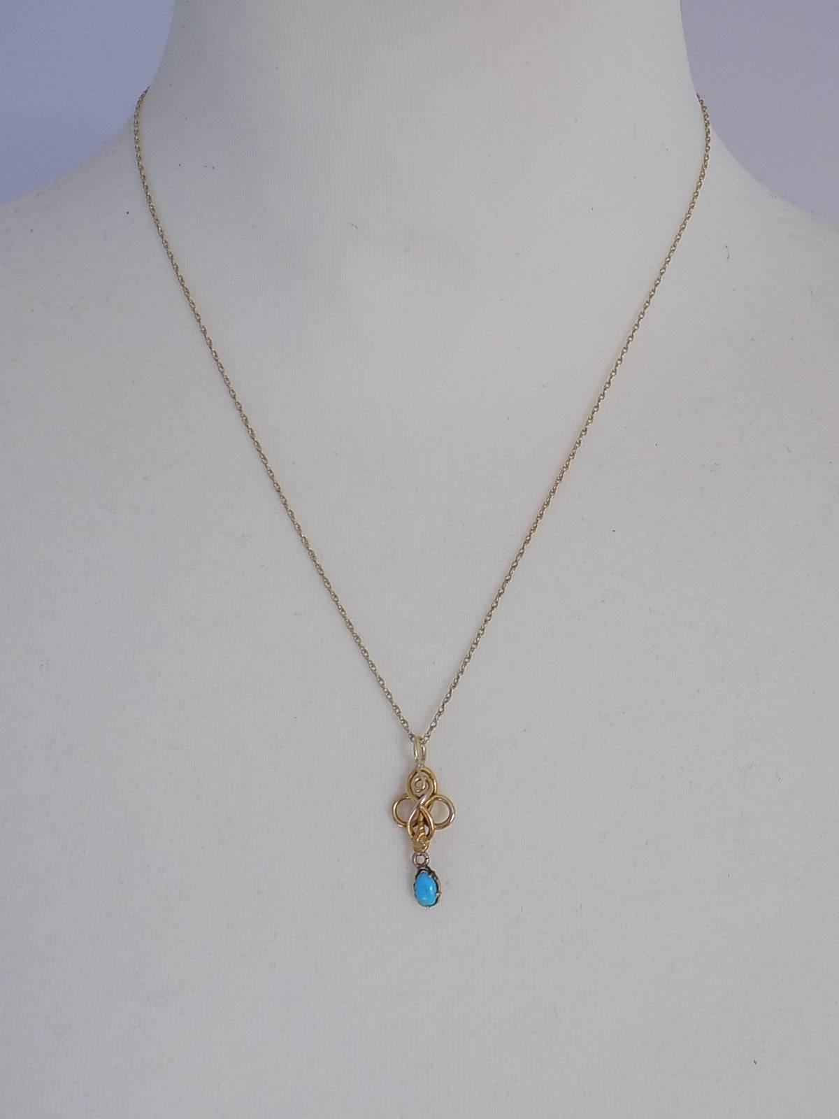 Victorian Gold Turquoise Snake Pendant Necklace 3
