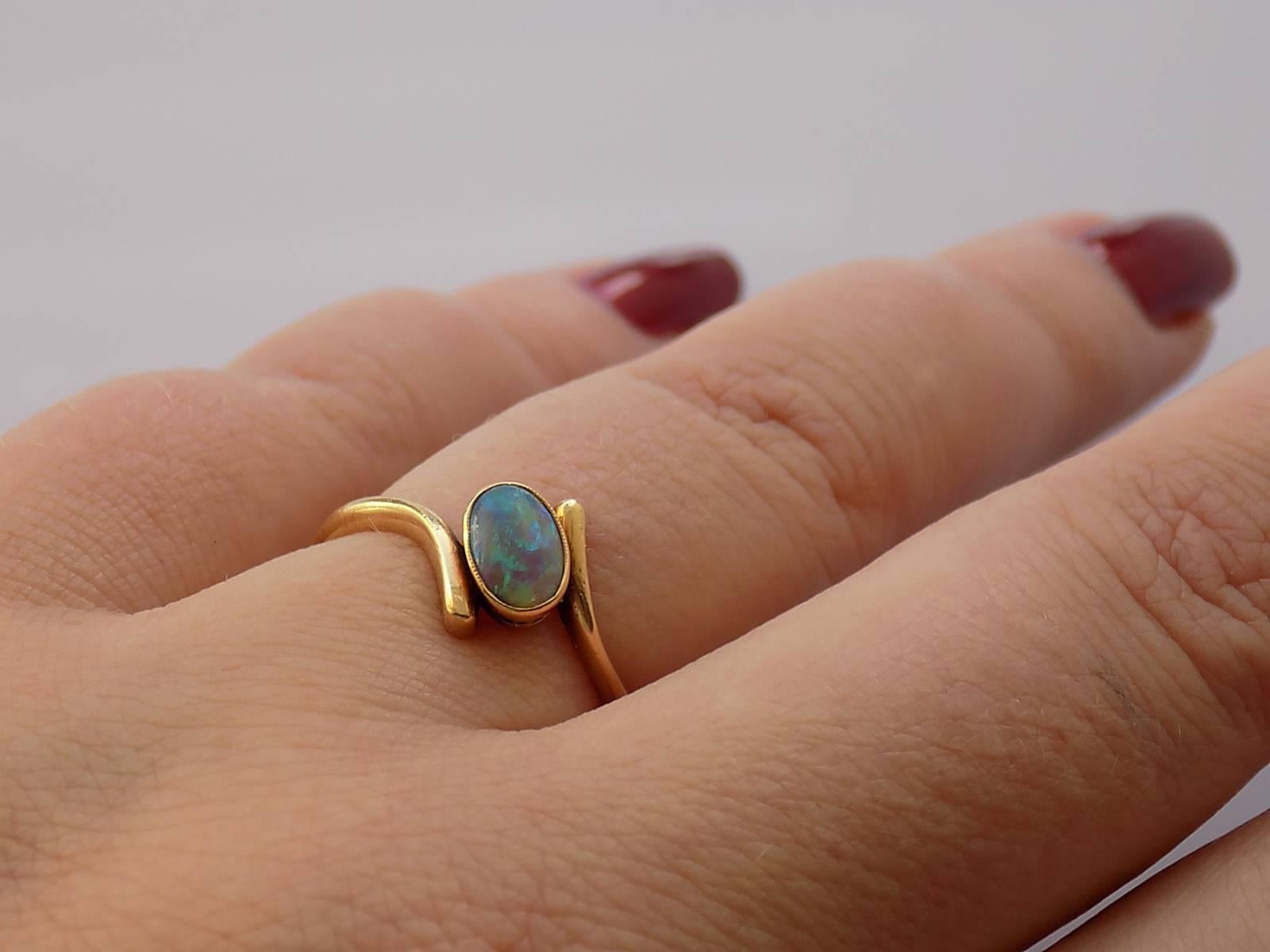Victorian Black Opal Gold Solitaire Ring 3