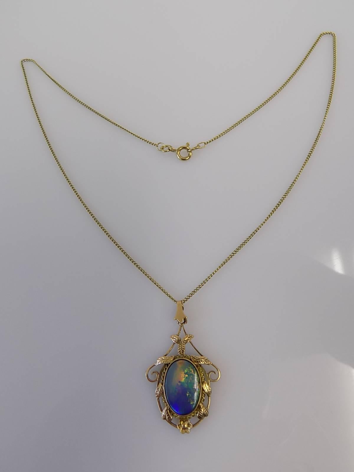 antique black opal necklace