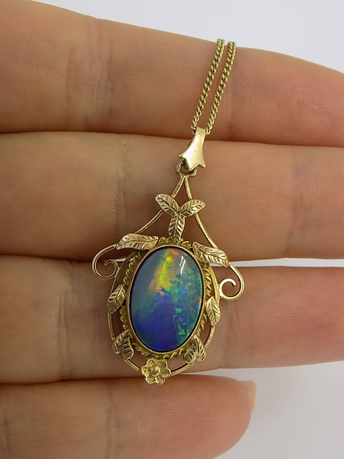 black opal pendant gold