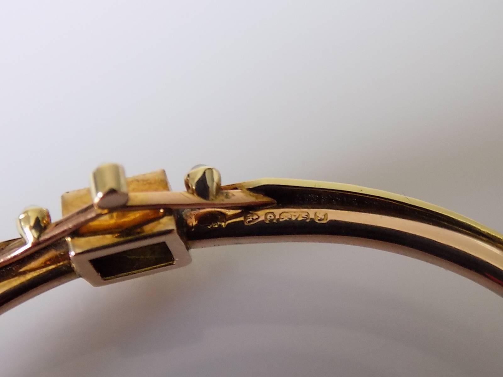 Women's Antique Edwardian Peridot Pearl Gold Bangle Bracelet