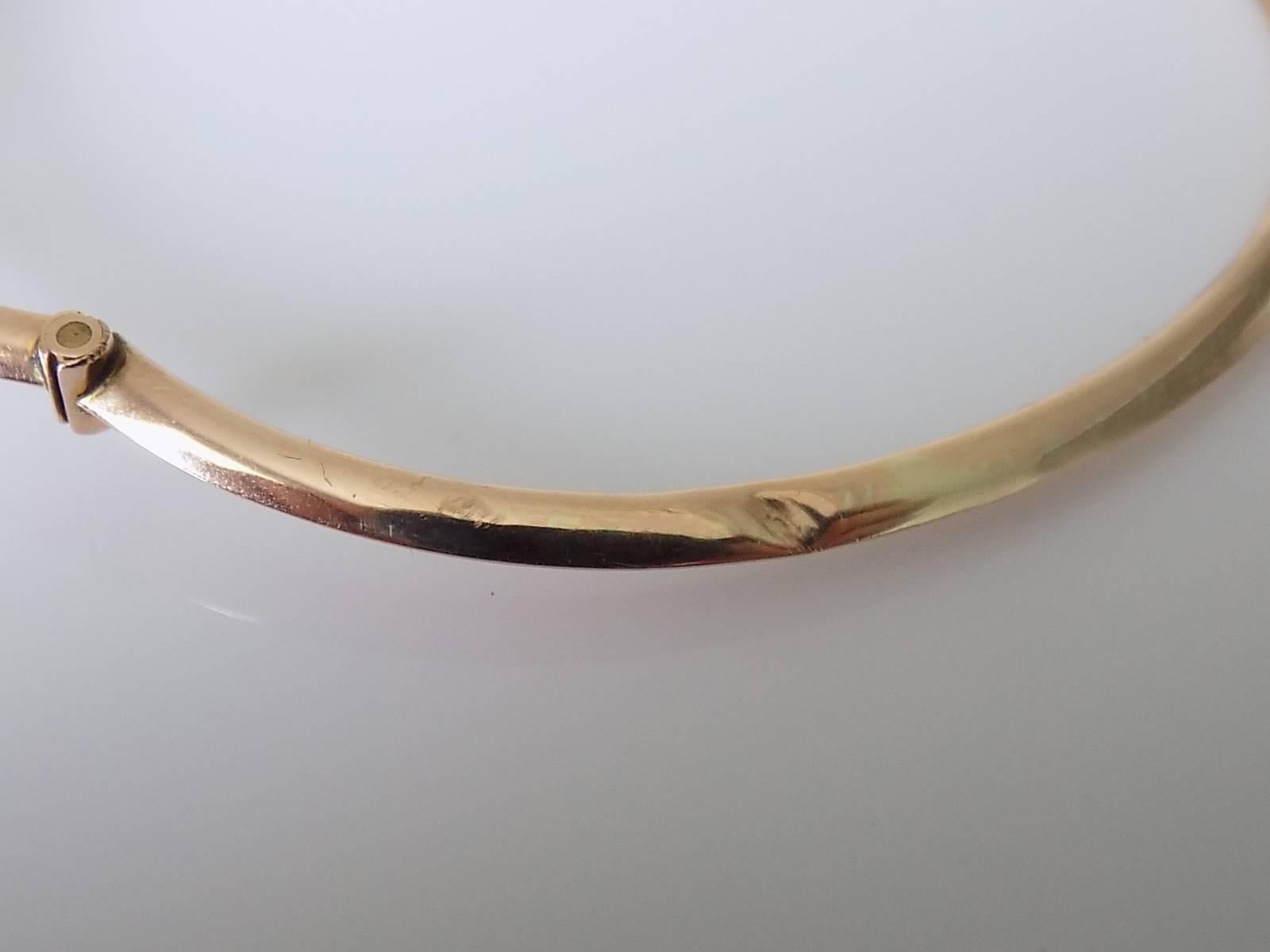 Antique Edwardian Peridot Pearl Gold Bangle Bracelet 1
