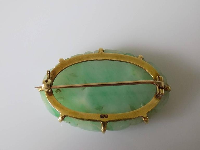 Antique Art Deco Hand Carved Jadeite Faceted Sterling Silver Brooch ...