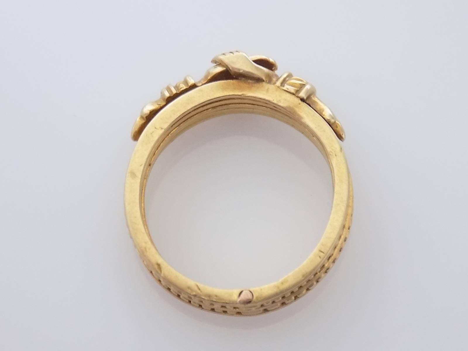 Georgian Yellow Gold Gimmel Fede Ring In Excellent Condition In Boston, Lincolnshire
