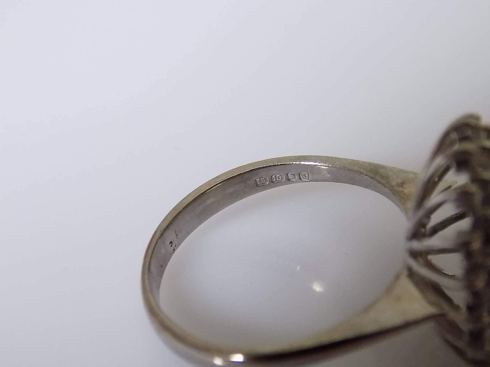 Women's Opal Diamond White Gold Cocktail Cluster Ring