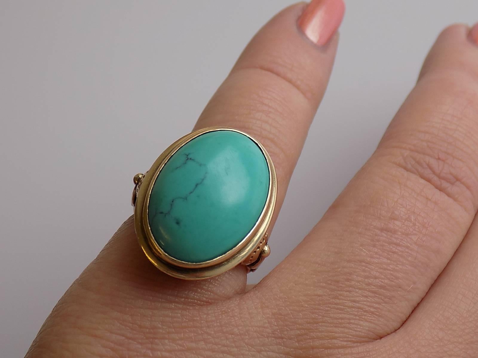 Women's Chinese Turquoise Gold Cocktail Ring