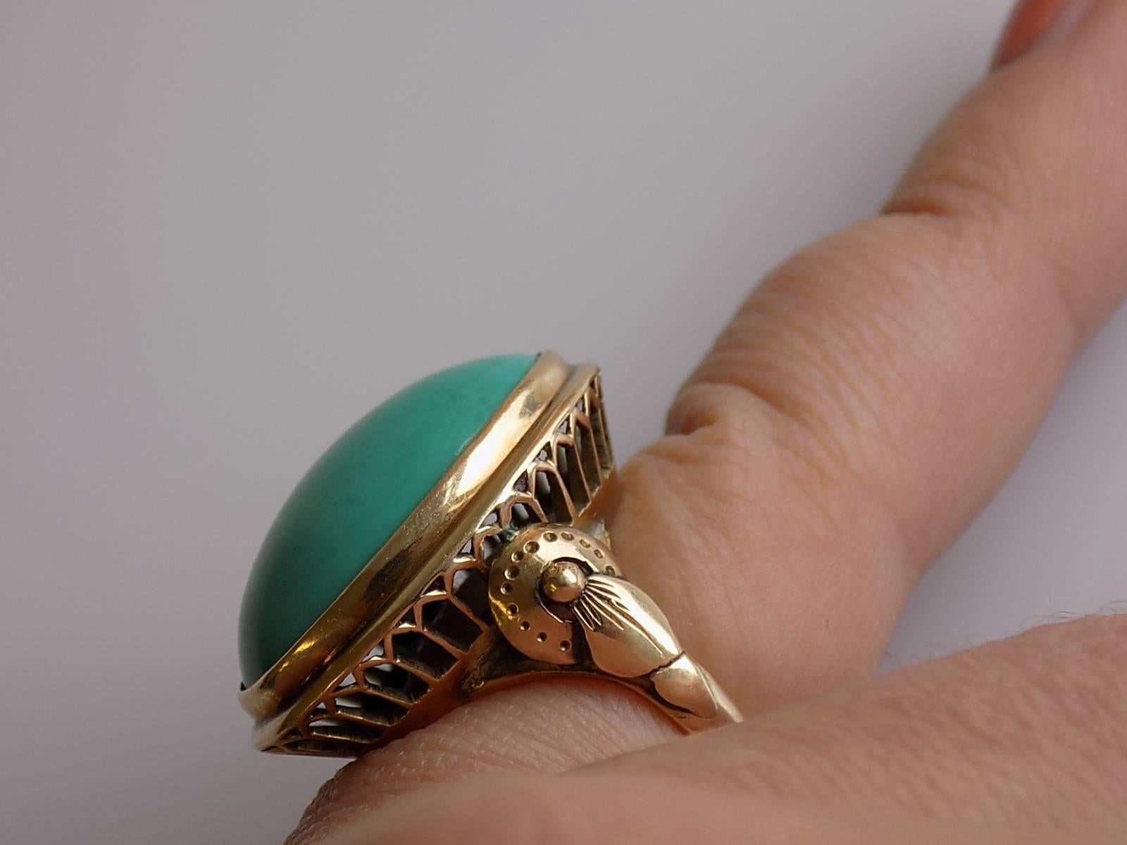 Chinese Turquoise Gold Cocktail Ring 1