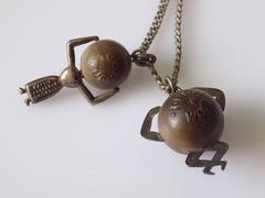 Antique WWI Silver Mr and Mrs Touch Wud Lucky Charm Necklace