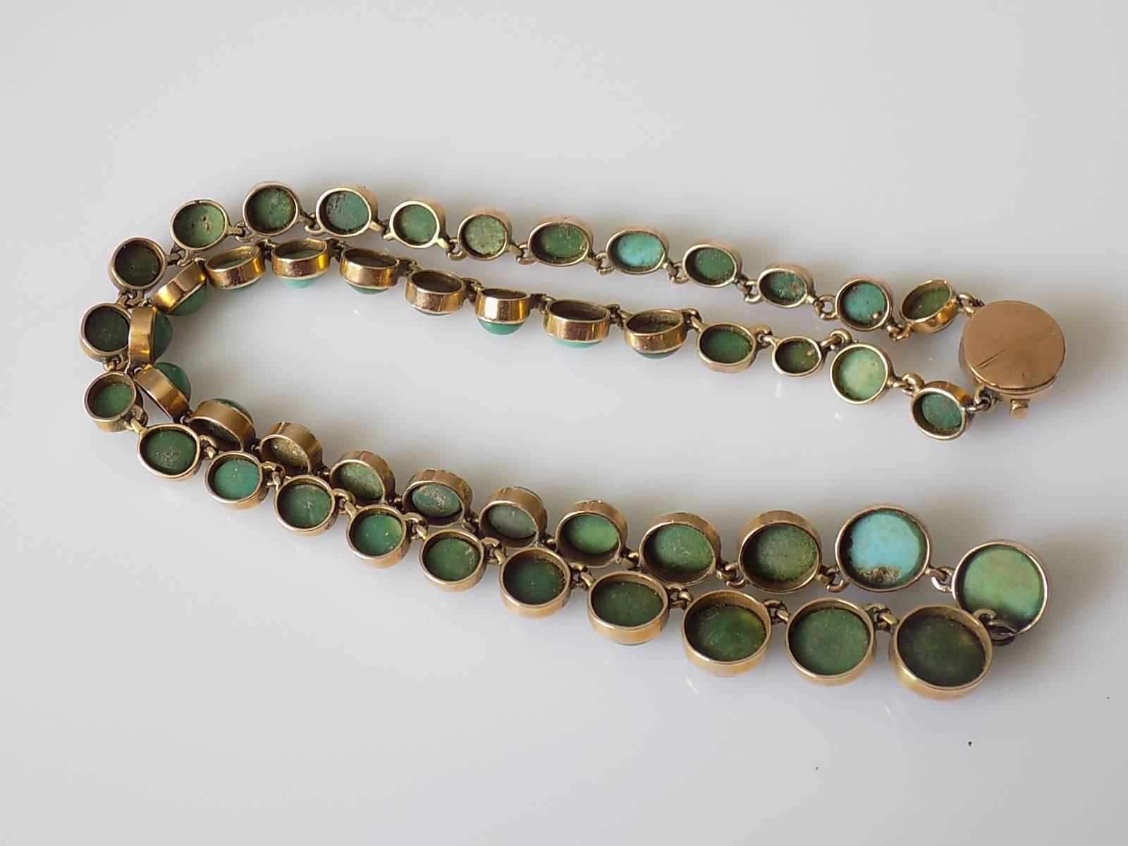 Antique Victorian Turquoise Gold Riviere Necklace In Excellent Condition In Boston, Lincolnshire