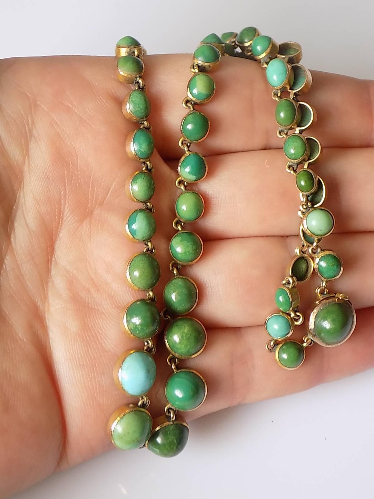 Women's Antique Victorian Turquoise Gold Riviere Necklace
