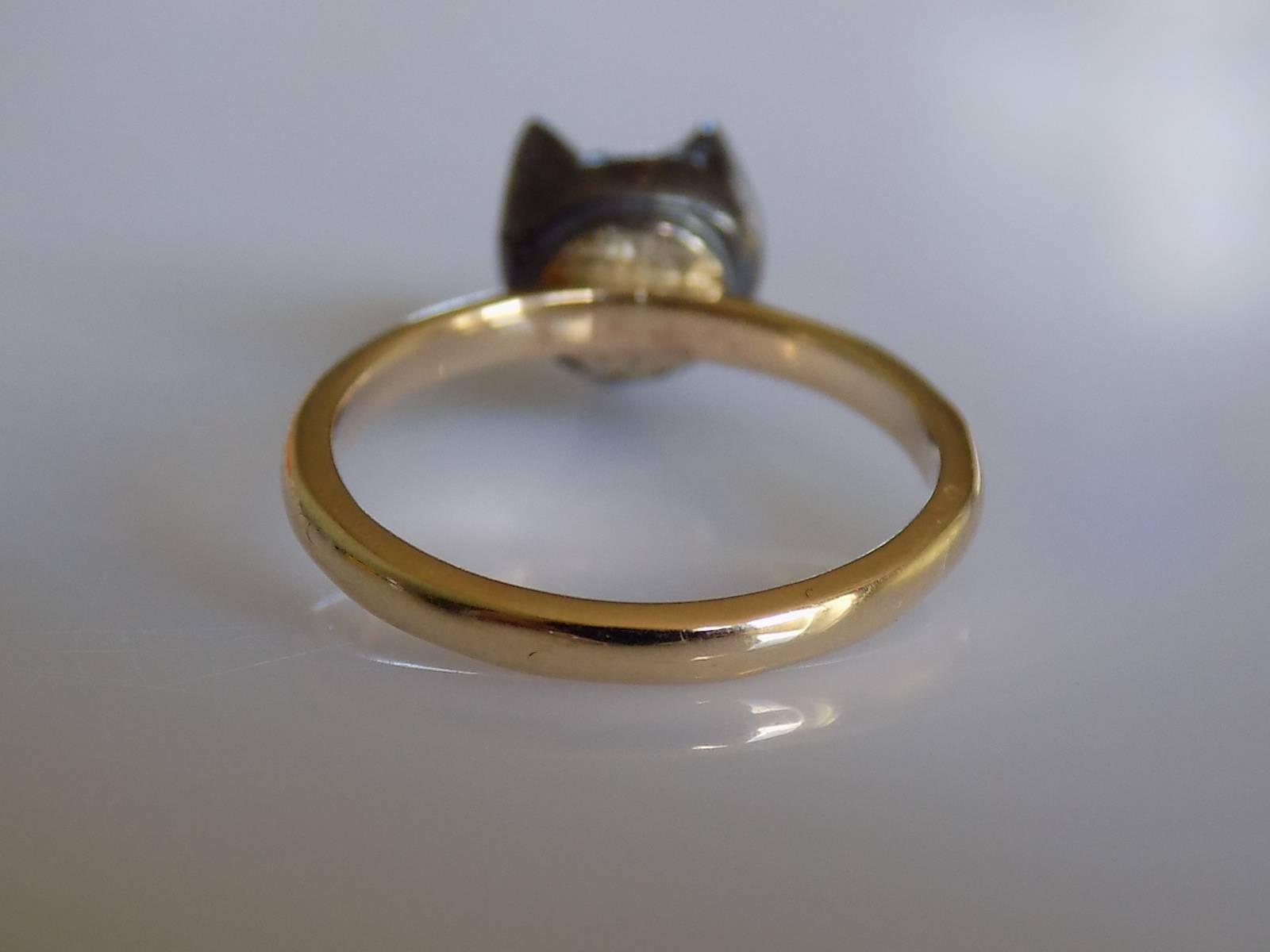 Victorian Gold Silver Paste Fox Ring In Excellent Condition In Boston, Lincolnshire