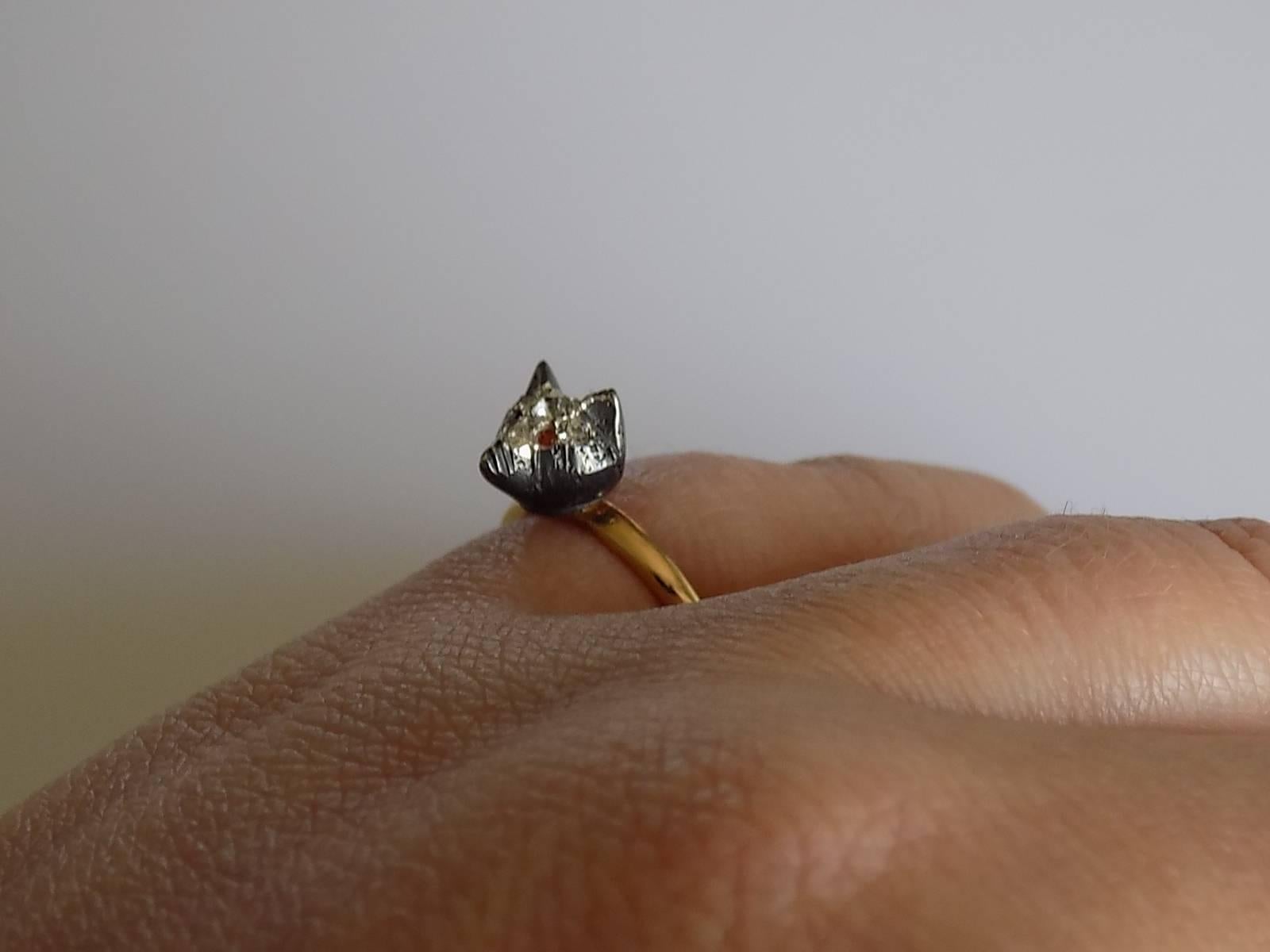 Victorian Gold Silver Paste Fox Ring 4