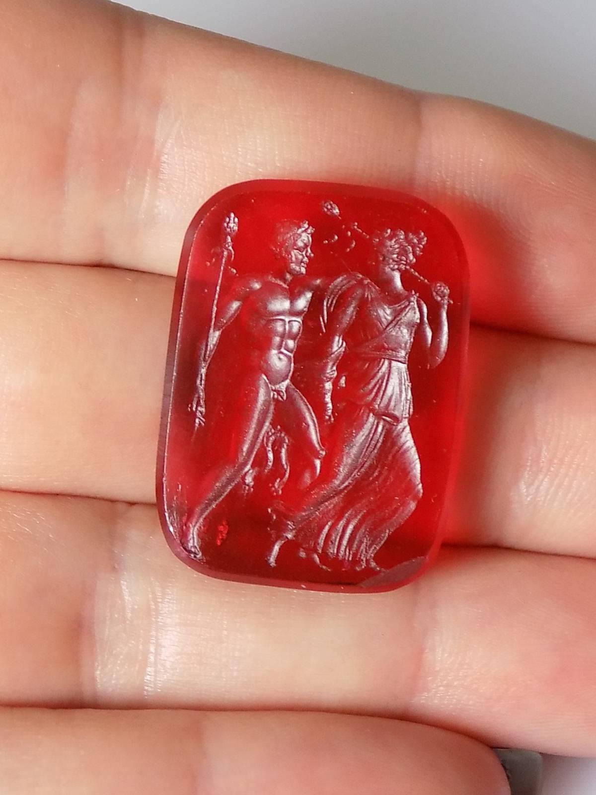 Museum quality, Highly detailed Antique Georgian c.1800 carved Carnelian Agate 
 intaglio seal with an image of Roman Gods. Rare.
Height 27mm
Width 20mm
Depth 4mm
Intaglio in excellent condition.