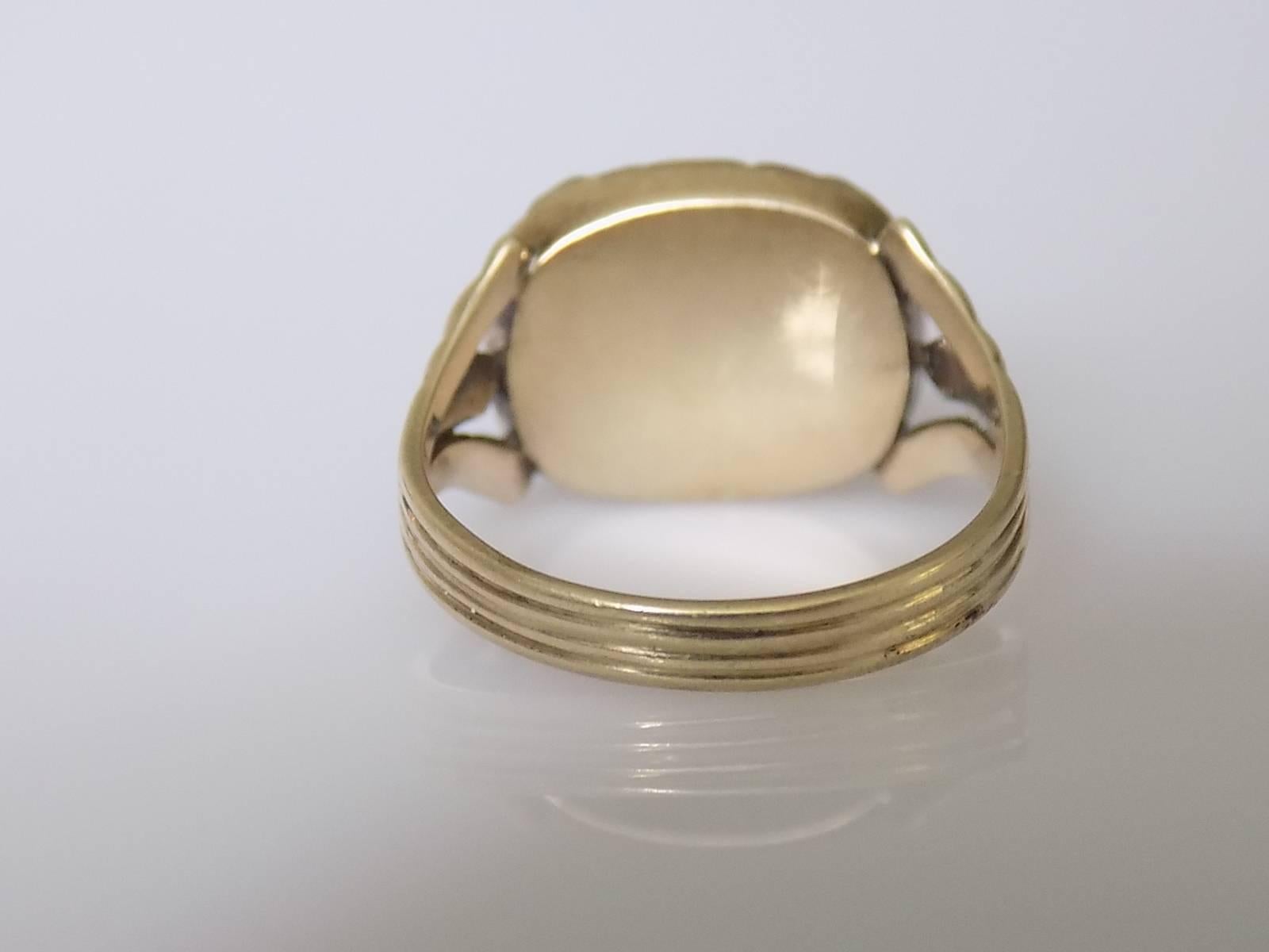 Square Cut Georgian Hessonite Garnet Paste Gold Solitaire Ring For Sale