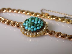 15K Victorian Turquoise Pearl Gold Bracelet