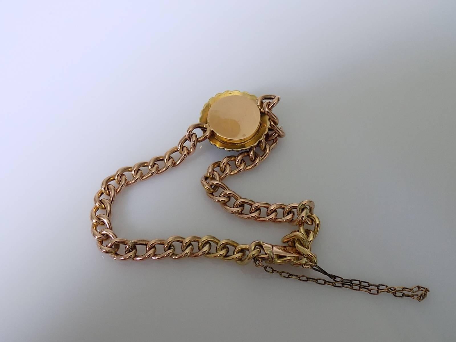 15 Karat viktorianisches Türkis-Perlen-Gold-Armband Damen im Angebot