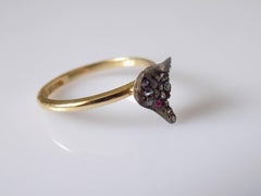 Victorian Silver Gold Diamond Fox Ring