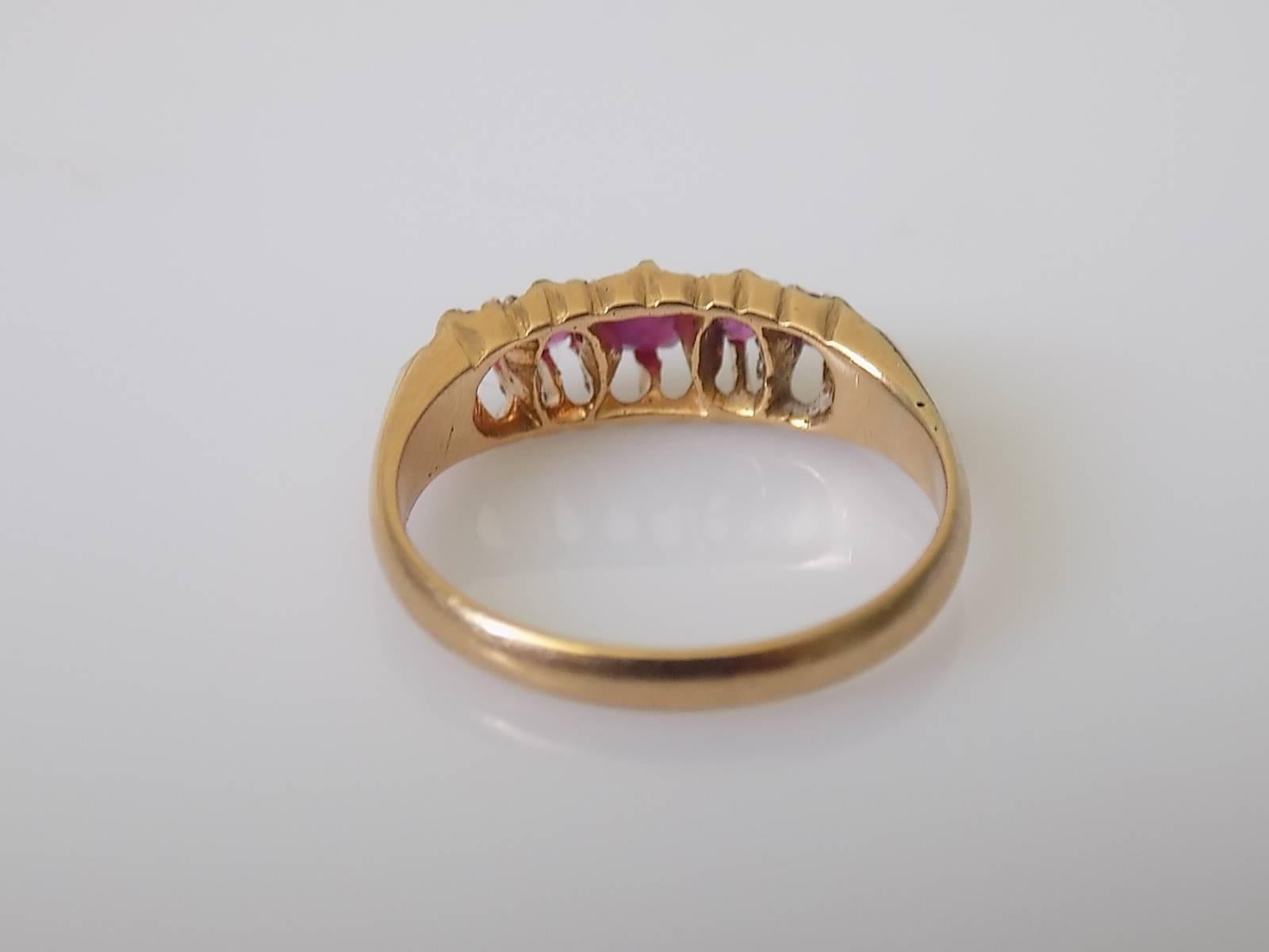 Women's Victorian Gold Five Ruby Ring