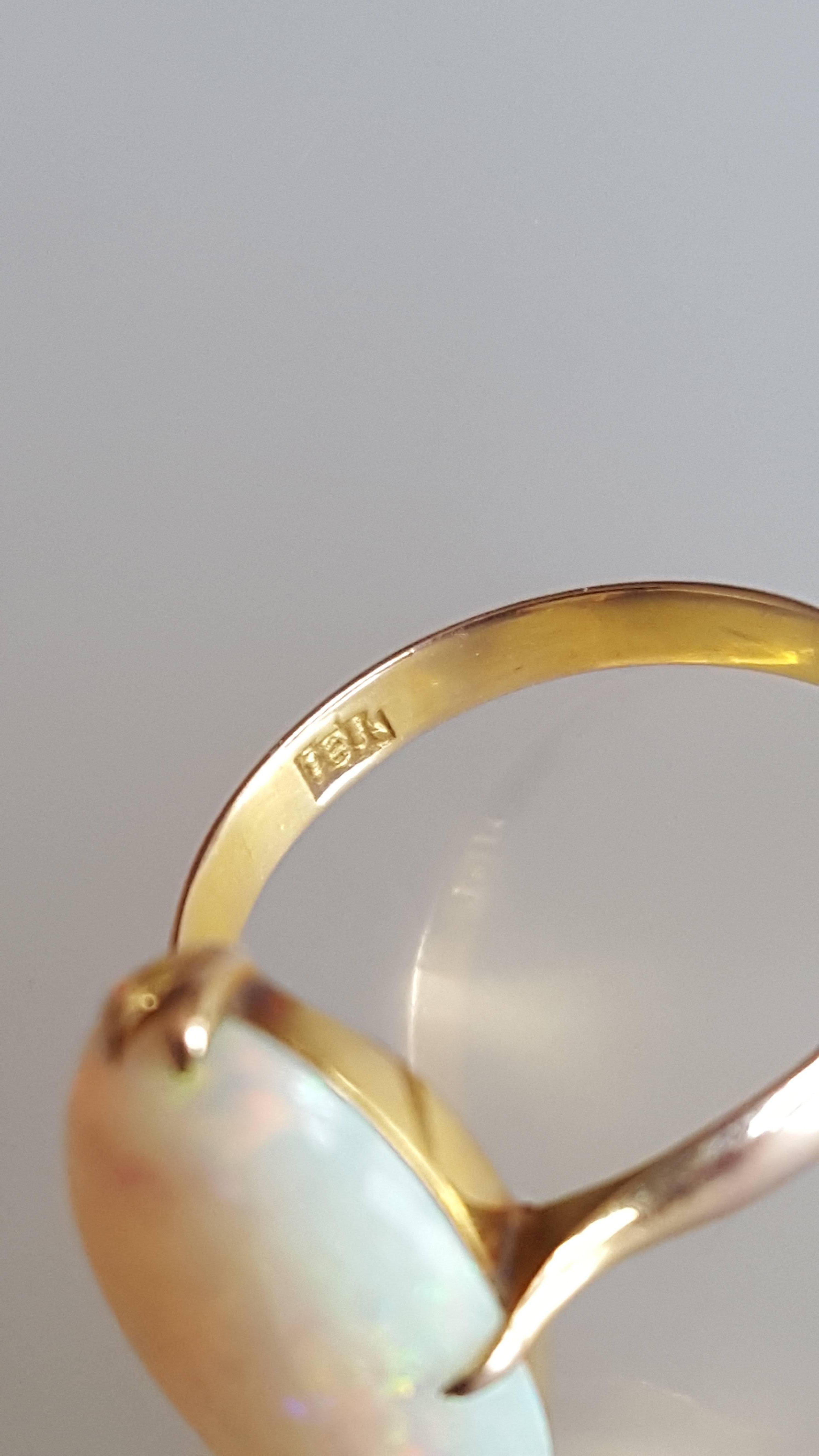 Art Deco Australian Opal Gold Solitaire Ring 1