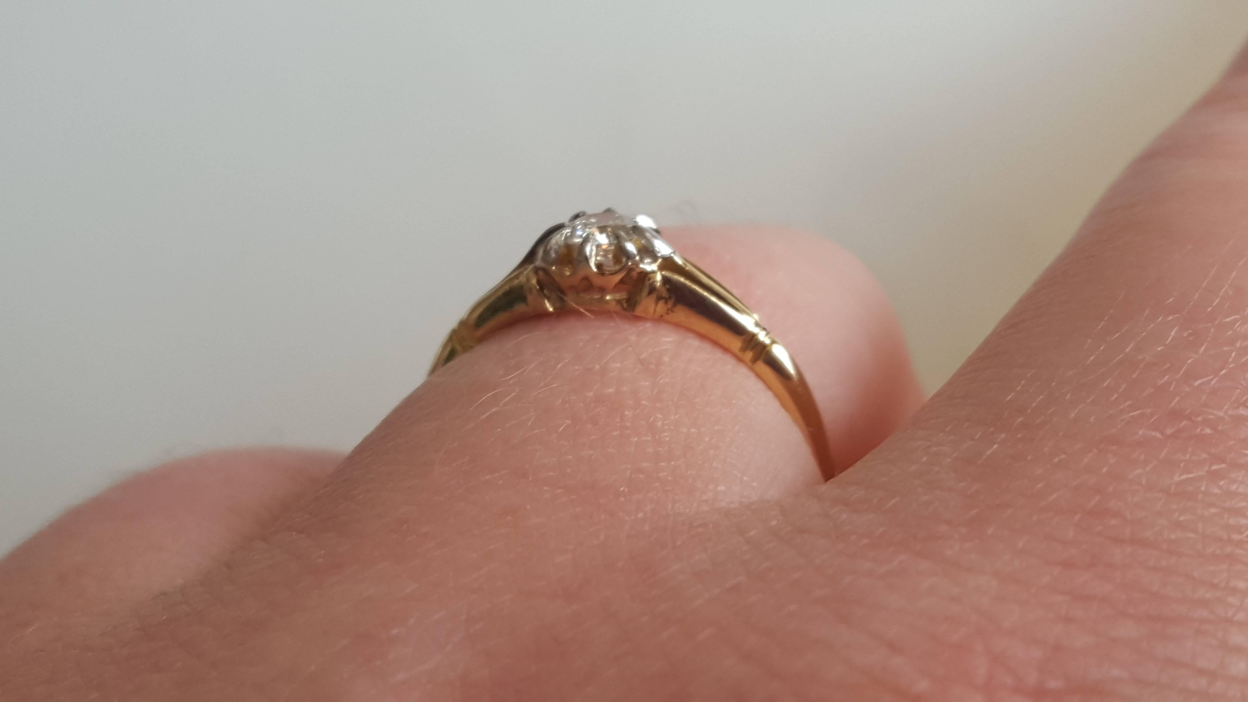 Edwardian Diamond Solitaire Engagement Gold Ring 2