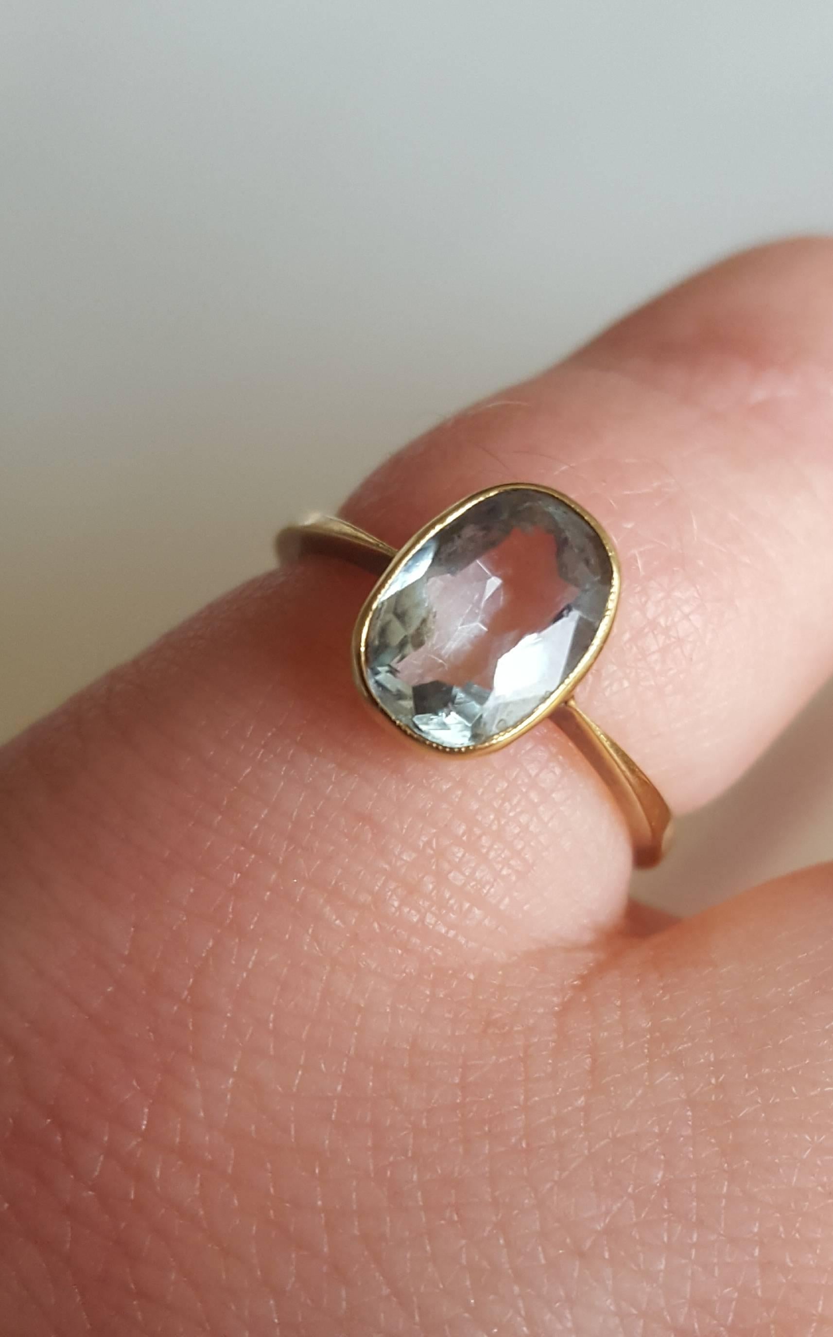Women's Edwardian Aquamarine Gold Ring