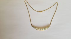 Victorian Opal Diamond Gold Crescent Moon Necklace
