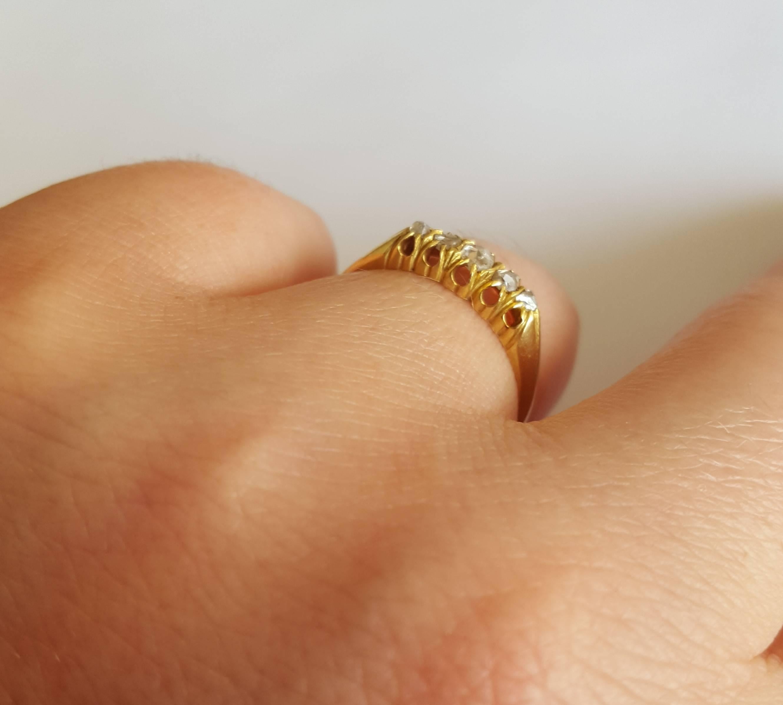 Women's Edwardian Five Rose Cut Diamond Gold Ring