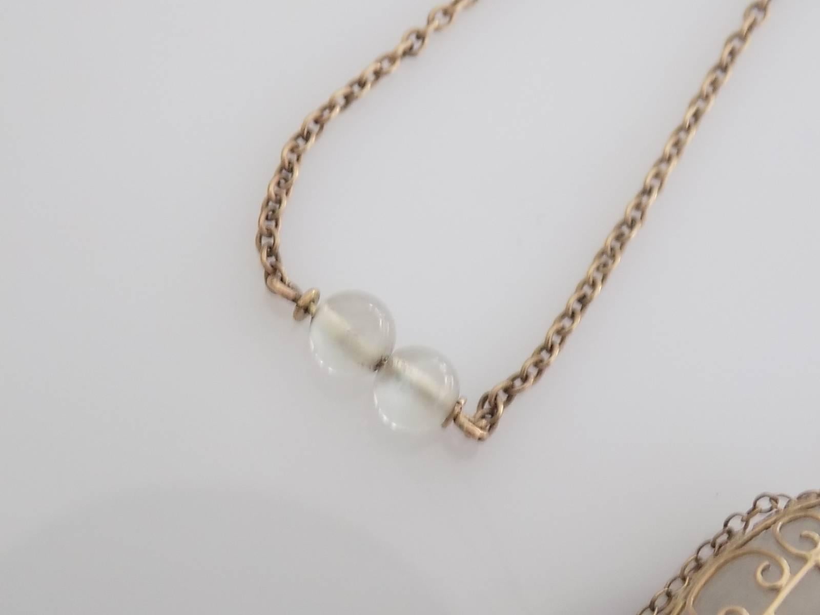 Edwardian Suffragette Chalcedony Moonstone Amethyst Gold Necklace 1