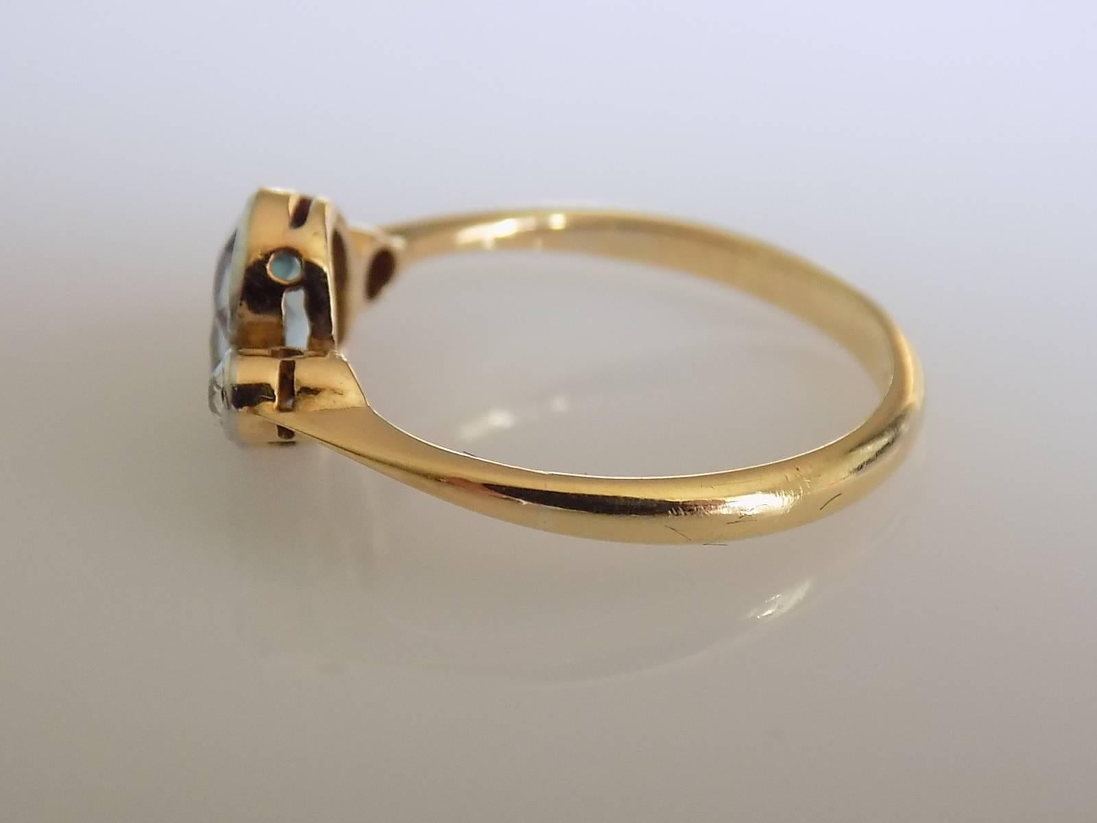 Women's Edwardian Gold Aquamarine Diamond Ring