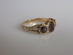 Georgian Gold Flat Cut Garnet Ring