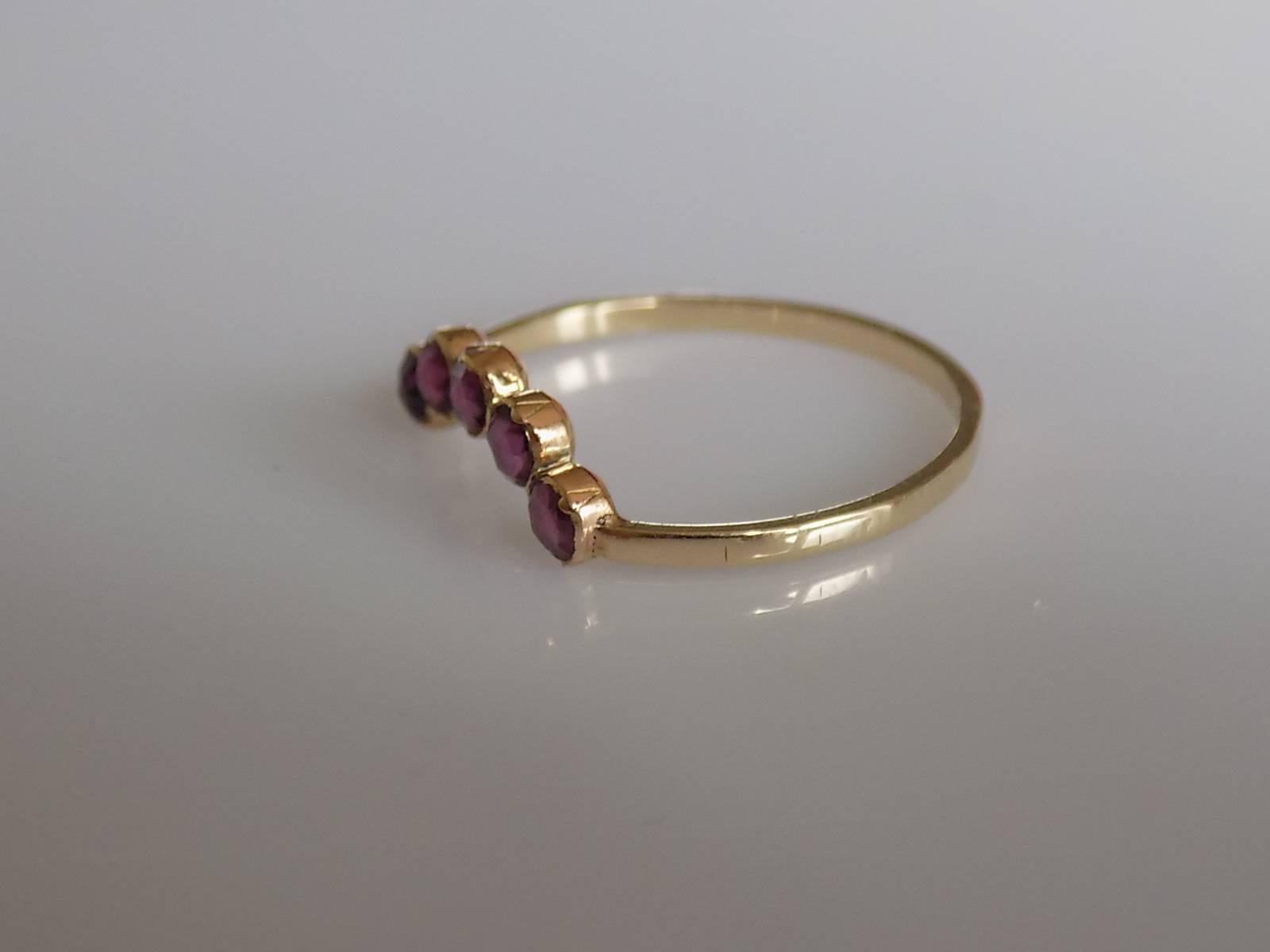 Women's Georgian Gold Rose Cut Garnet Wishbone Ring
