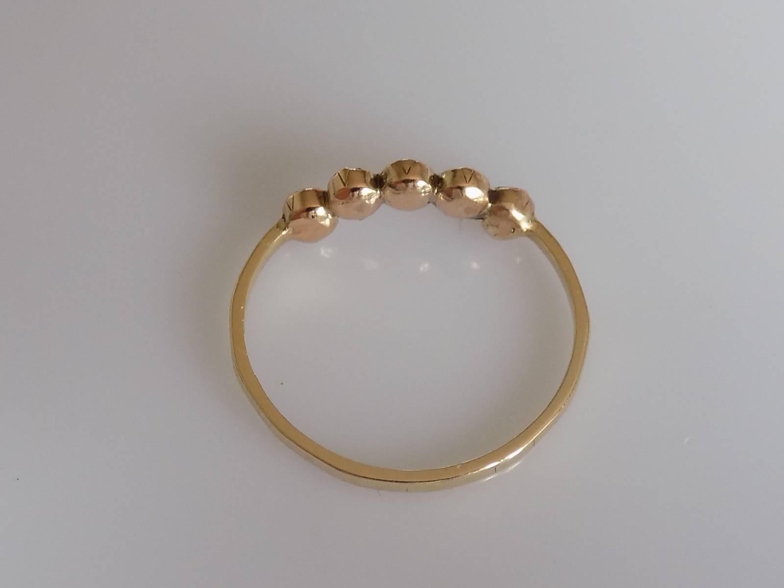 Georgian Gold Rose Cut Garnet Wishbone Ring 1