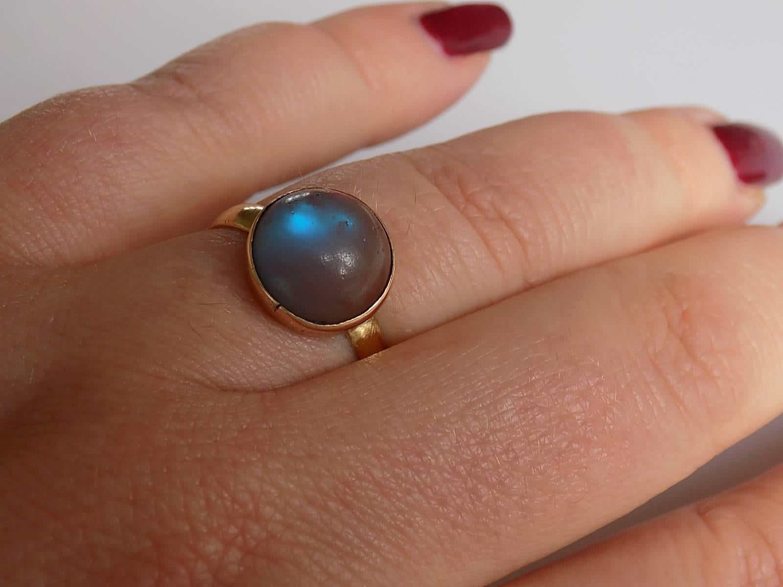 Victorian Gold Saphiret Cabochon Ring In Excellent Condition In Boston, Lincolnshire