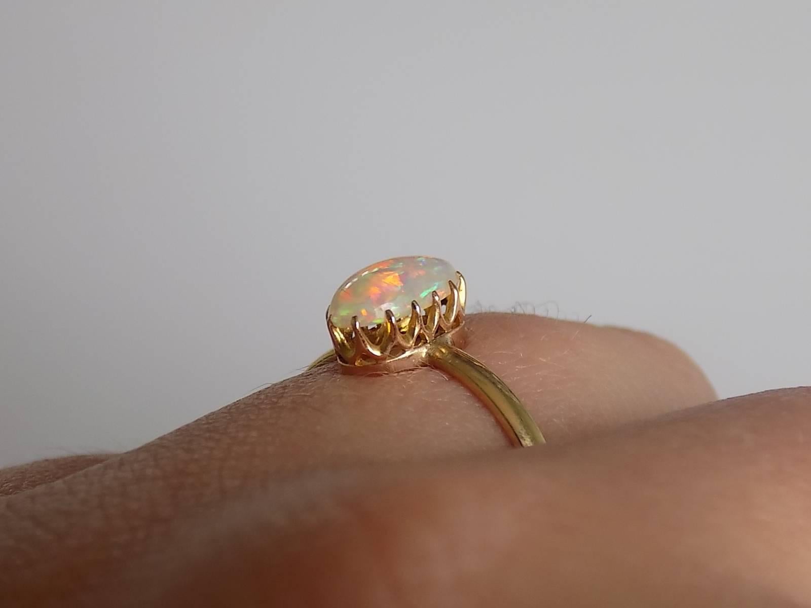 18K Victorian Opal Gold Solitaire Ring 2