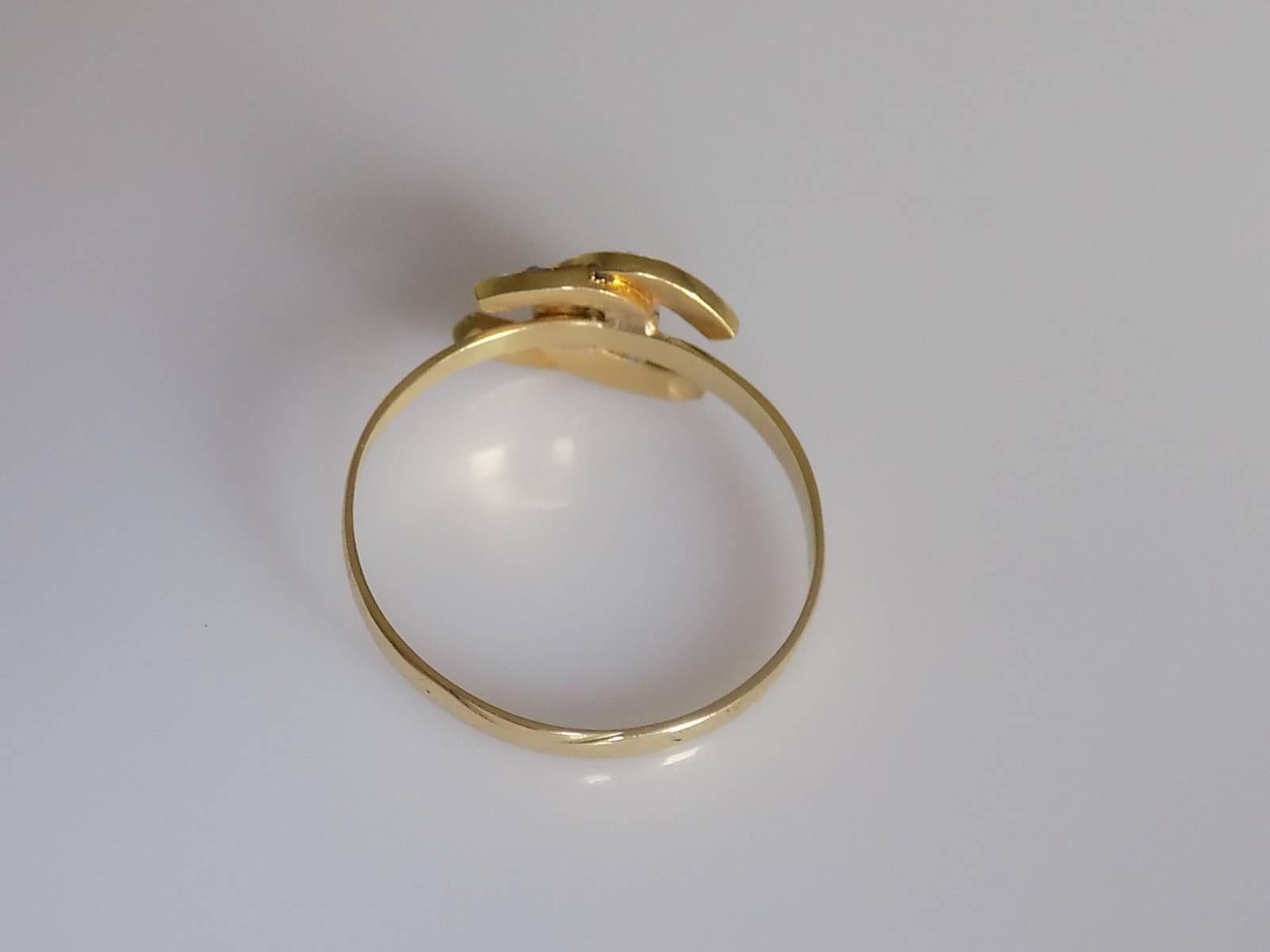 Women's 18K Victorian Gold Pearl Double Horseshoe Good Luck Ring