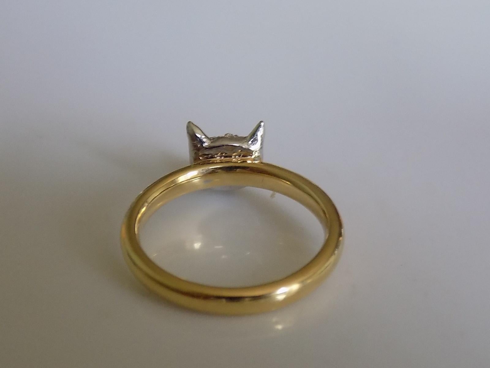 Rose Cut Victorian Silver Gold Diamond Fox Ring